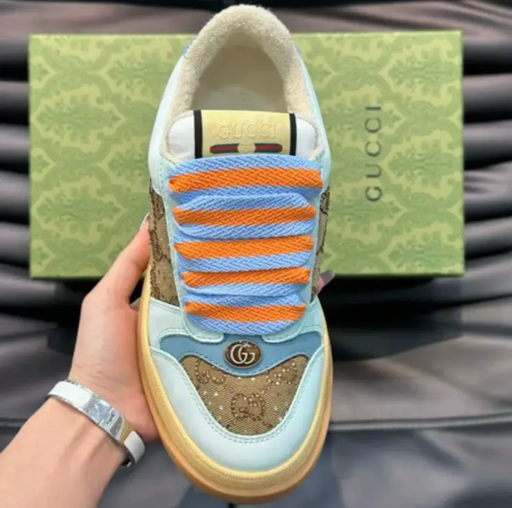 GG Canvas Camel & Ebony Blue Low Top Shoes Sneakers by Air Jordan