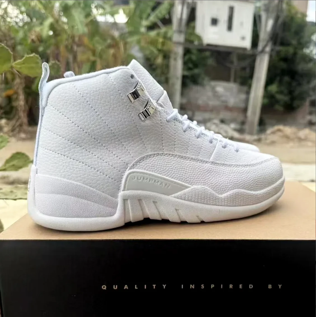 Air Jordan 12 Triple White Shoes Sneakers by Air Jordan