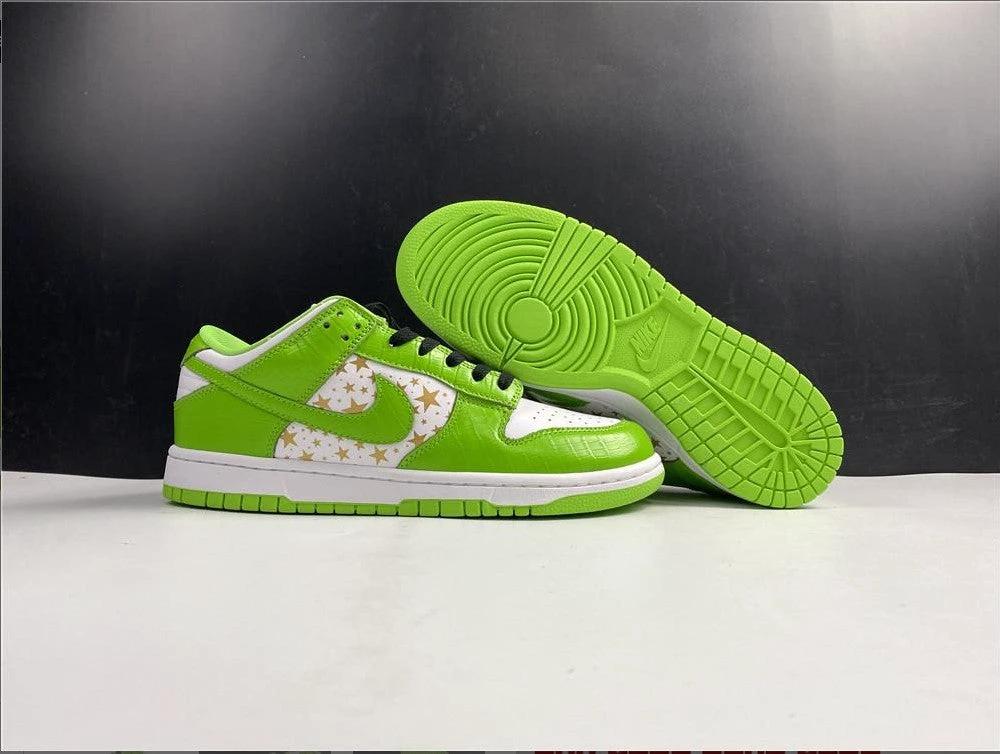 SB Dunk Low White Green x Supreme Shoes Sneakers by Air Jordan