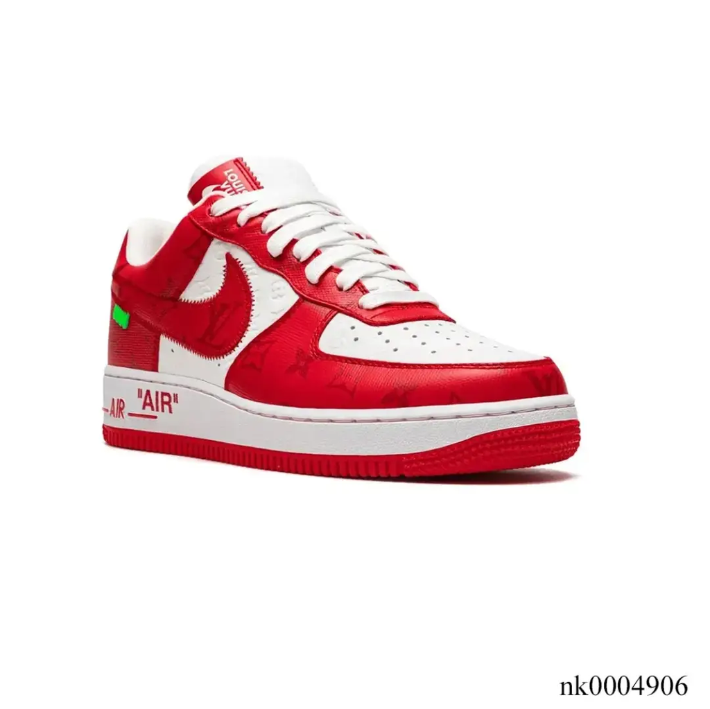 LV x Air Force 1 Virgil Abloh White Red Shoes Sneakers by Air Jordan