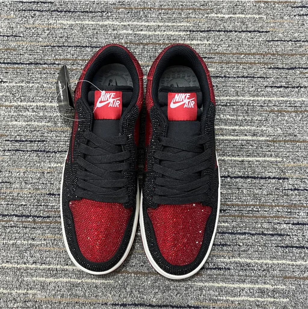 Air Jordan 1 Low Bred Crystal Sneakers by Air Jordan