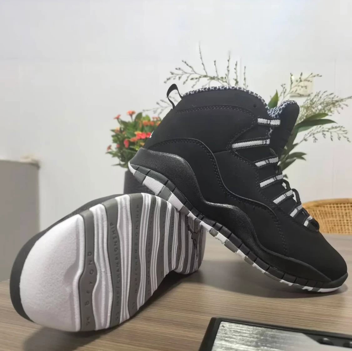 Air Jordan 10 Black And White Stealth Shoes Sneakers by Air Jordan