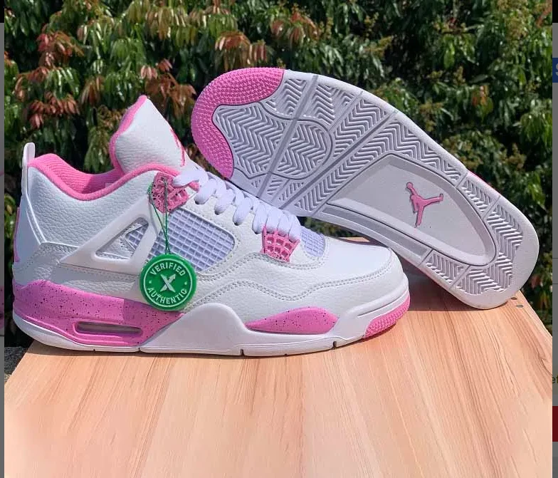 AJ 4 White Pink Oreo Shoes Sneakers by Air Jordan