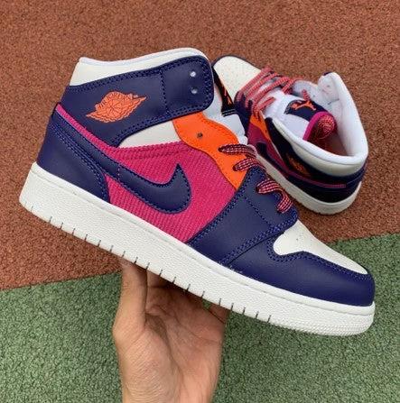 Air Jordan 1 Mid GS Peach Flannel Stitching Middle by Air Jordan