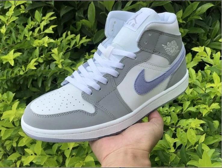 Air Jordan 1 Mid Wolf Grey Aluminum Shoes Sneakers by Air Jordan