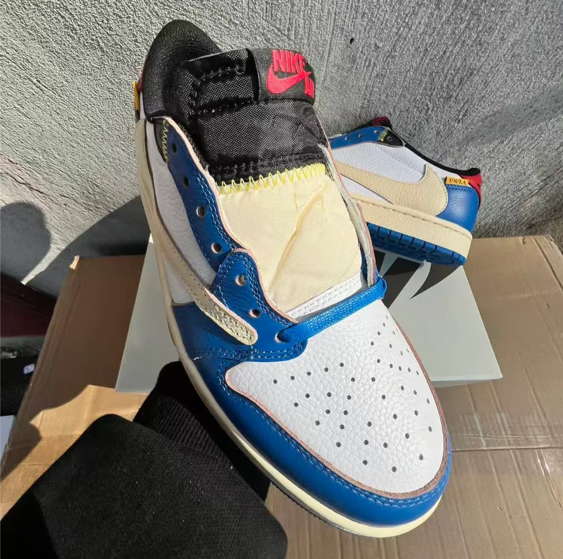 Union LA x Fragment Design x Air Jordan 1 Low Storm Blue Shoes Sneakers by Air Jordan