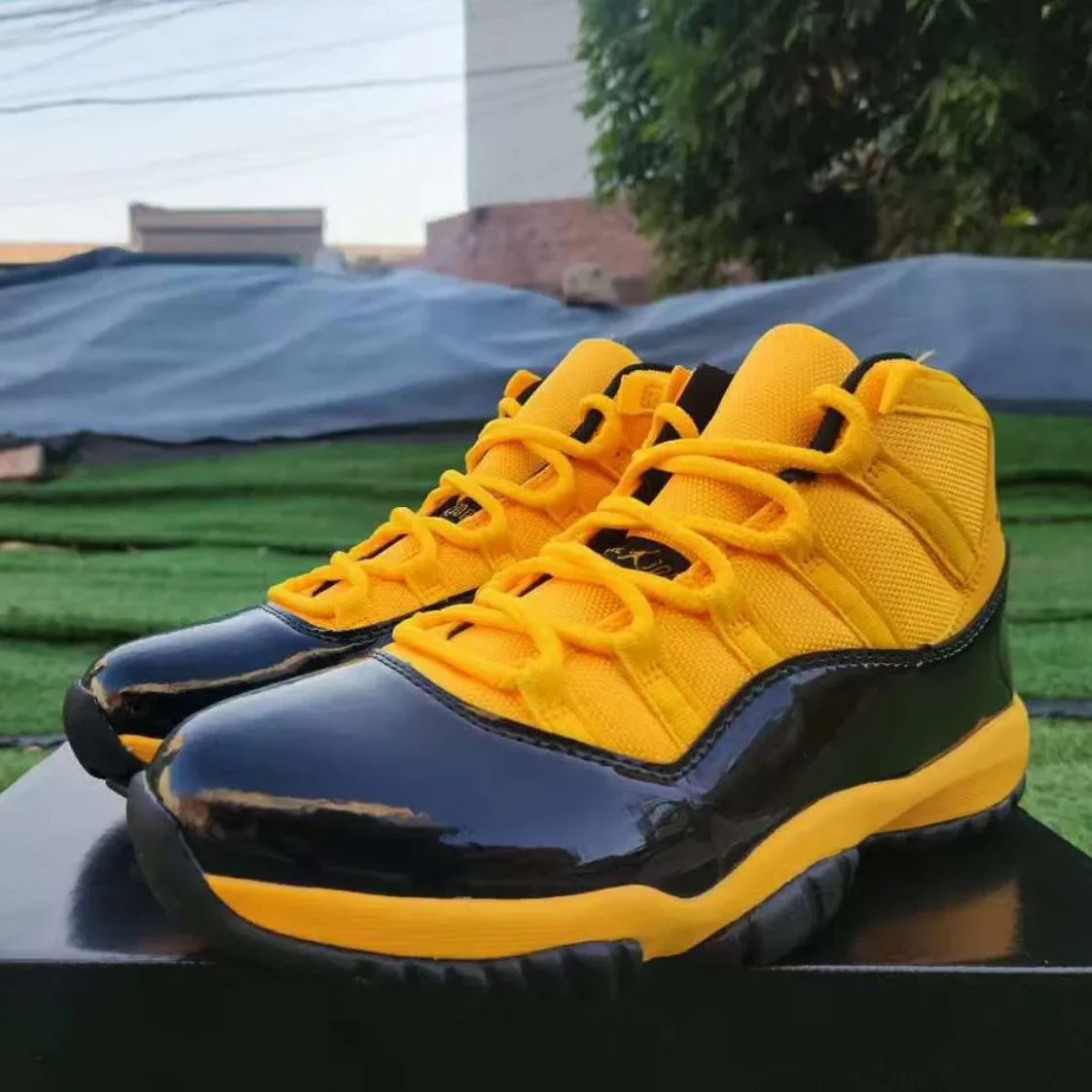 Air Jordan 11 Gamma Black & Yellow Shoes Sneakers by Air Jordan