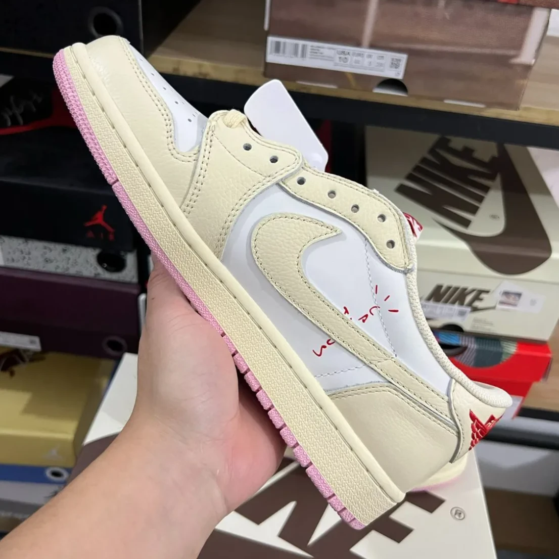 Travis Scott x Air Jordan 1 Low OG Sail Shy Pink Shoes Sneakers by Air Jordan