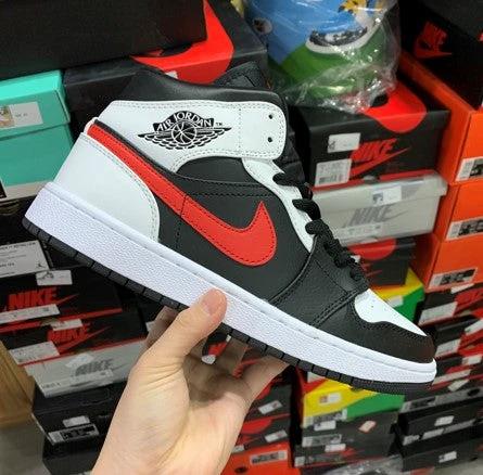 Air Jordan 1 Mid Black And White Red Reverse by Air Jordan