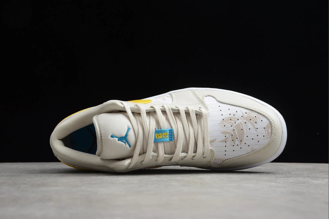 Air Jordan 1 Low Top White and Yellow Palm Leaf by Air Jordan