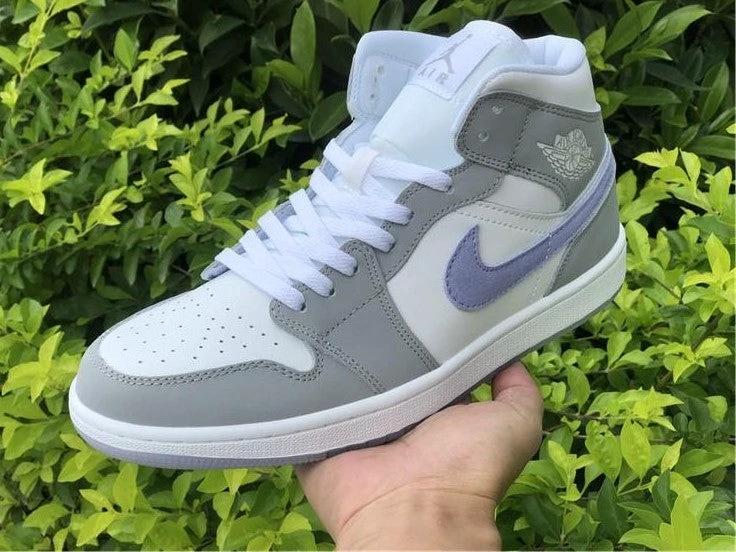 Air Jordan 1 Mid Wolf Grey Aluminum Shoes Sneakers by Air Jordan
