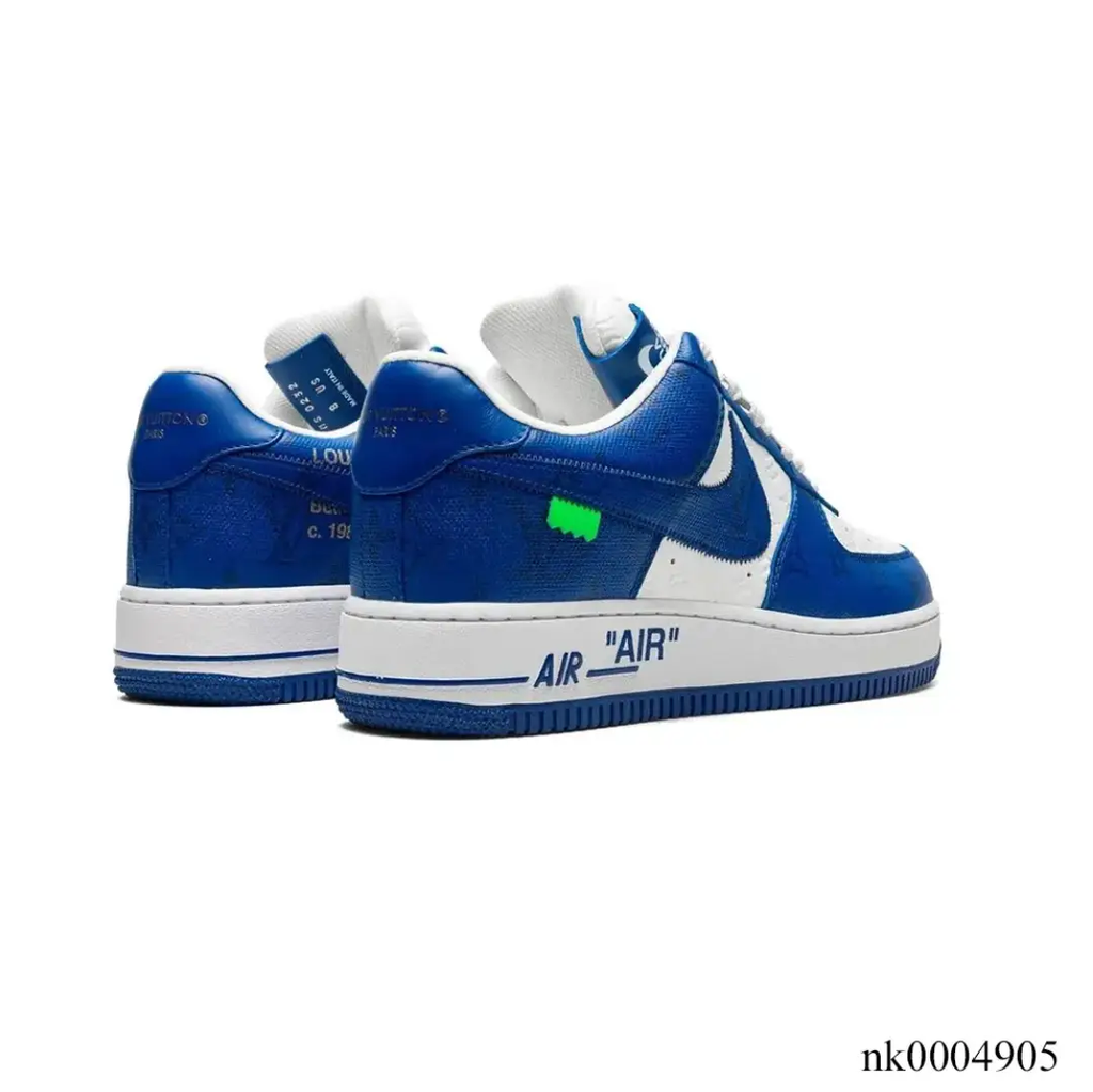 LV x Air Force 1 Virgil Abloh White Blue Shoes Sneakers by Air Jordan
