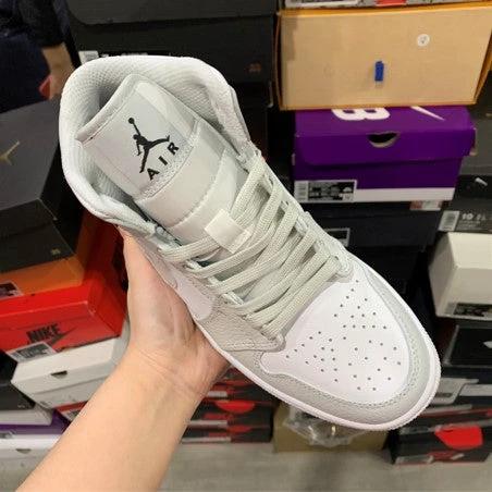 Air Jordan 1 Mid Top White Grey by Air Jordan