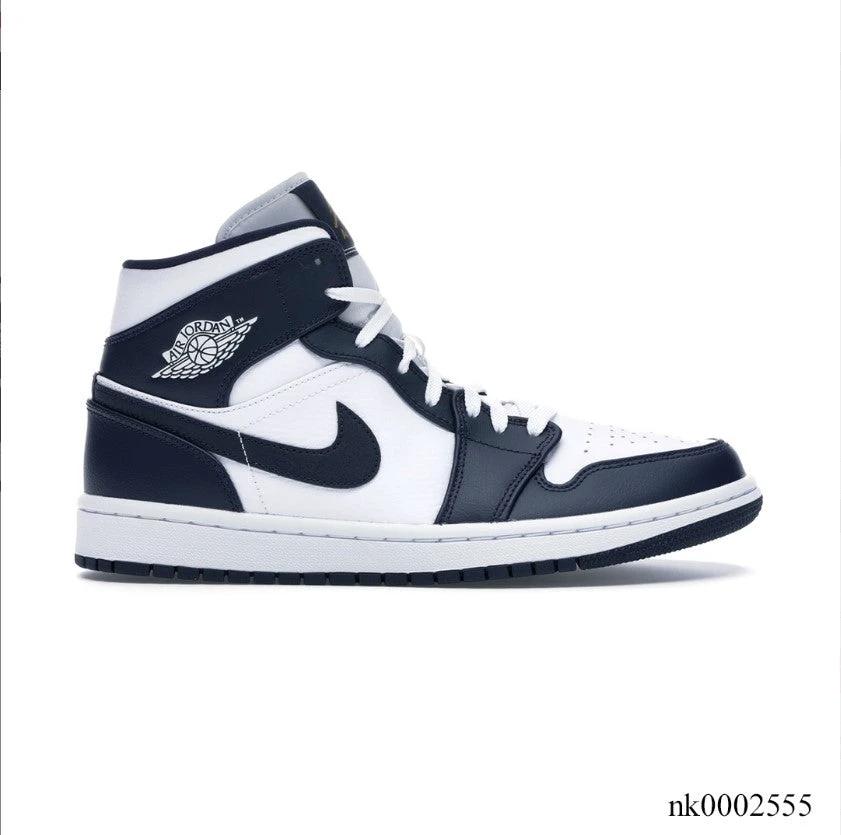 Air Jordan 1 Mid White Metallic Gold Obsidian Shoes Sneakers by Air Jordan