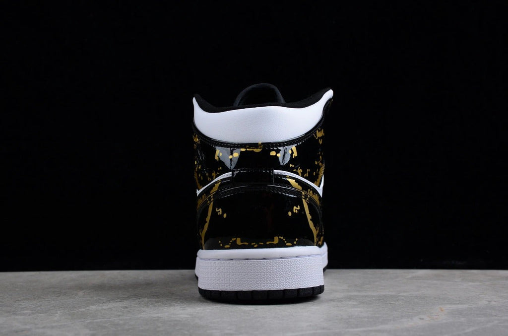 Air Jordan 1 Mid Patent Leather Black Gold by Air Jordan