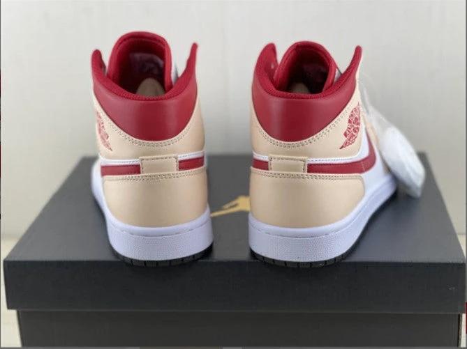 Air Jordan 1 Mid Beige White Red Shoes Sneakers by Air Jordan
