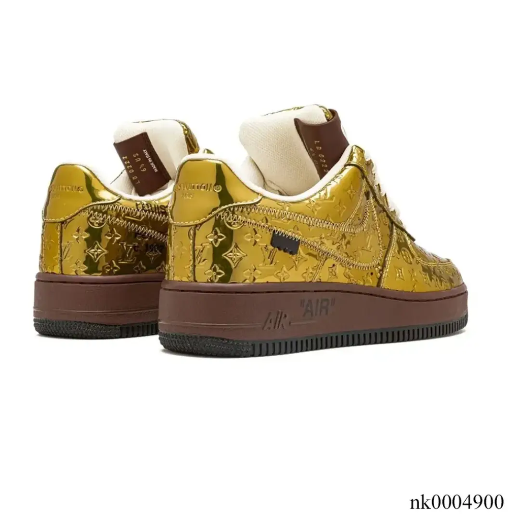 LV x Air Force 1 Low Virgil Abloh Metallic Gold Shoes Sneakers by Air Jordan
