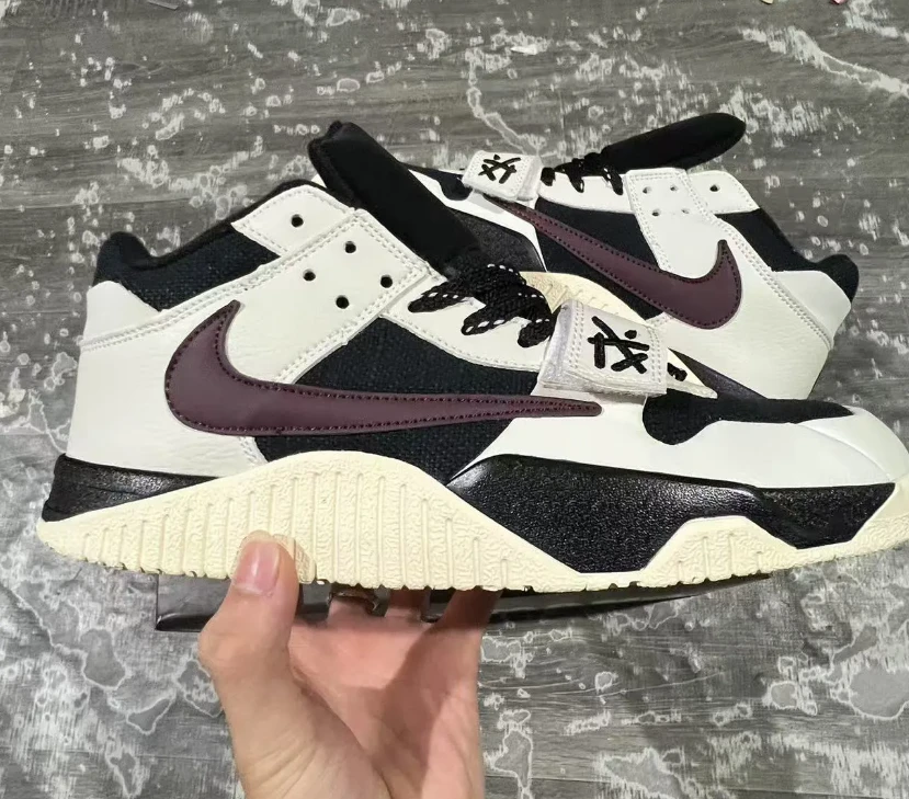 Travis Scott x Jumpman Jack Black White Burgundy Shoes Sneakers by Air Jordan