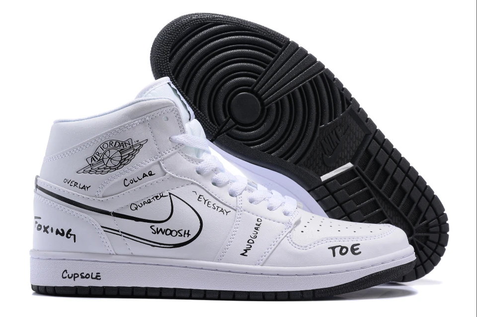 Air Jordan 1 Mid GS White Black Schematics by Air Jordan