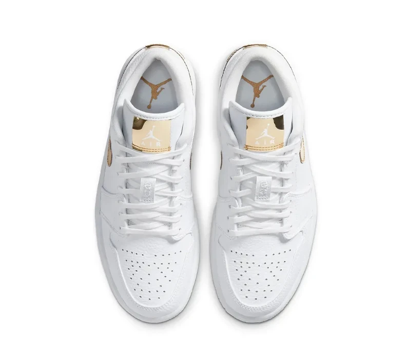 Air Jordan 1 Low White Metallic Gold Shoes Sneakers by Air Jordan