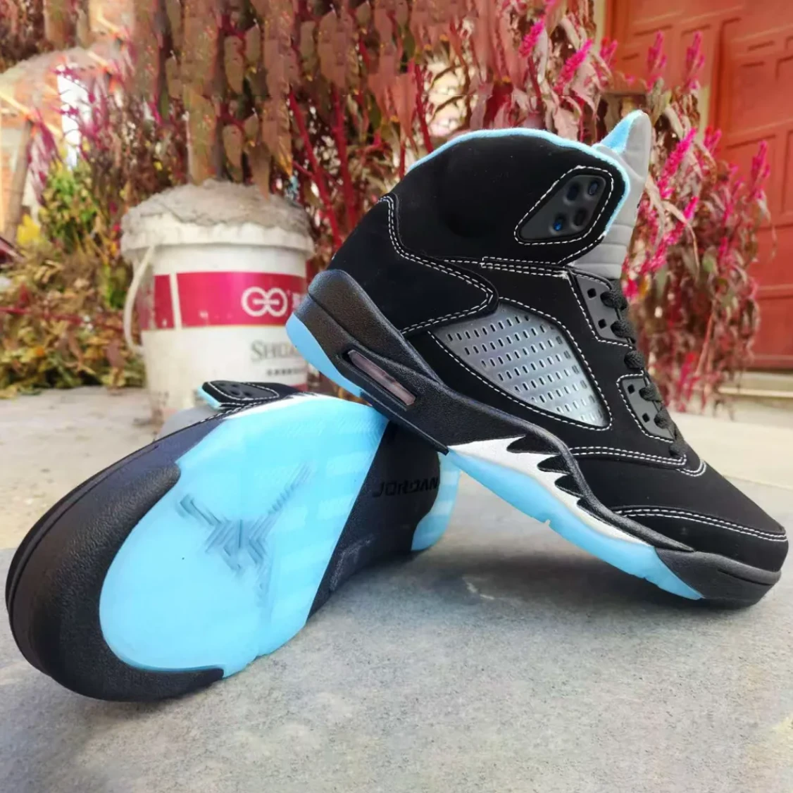 Air Jordan 5 Black University Blue Shoes Sneakers by Air Jordan