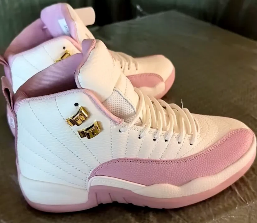 Air Jordan 12 White Pink Shoes Sneakers by Air Jordan