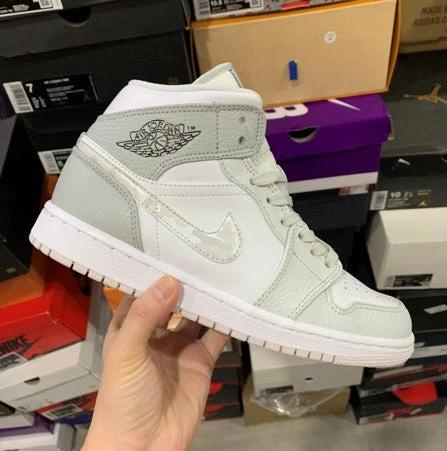 Air Jordan 1 Mid Top White Grey by Air Jordan