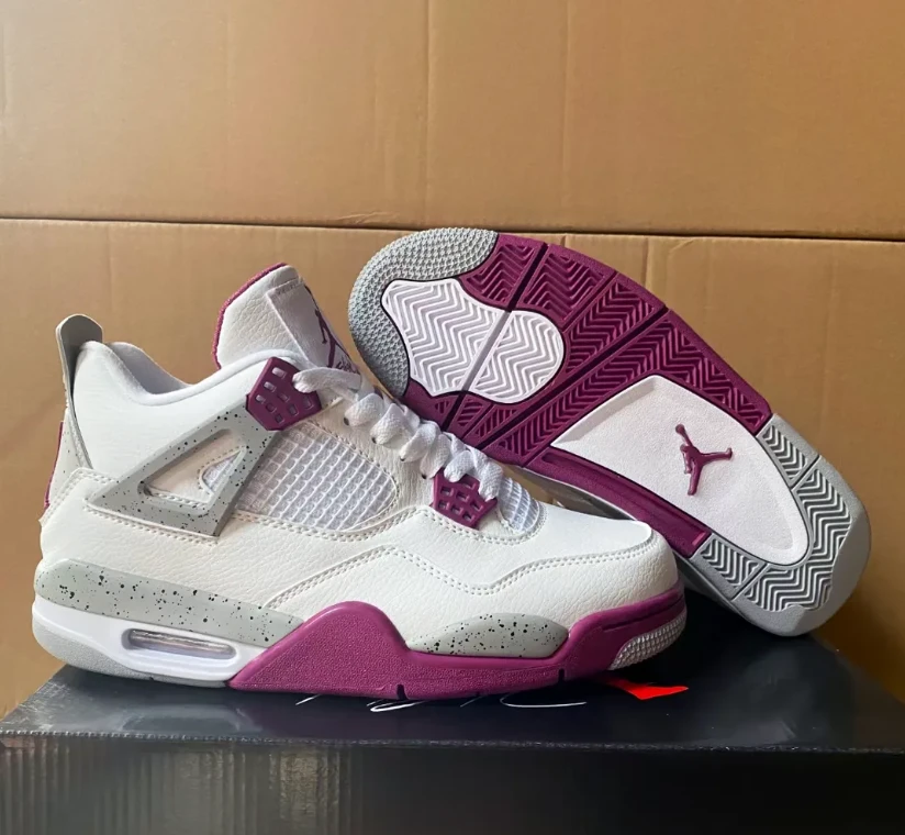 Air Jordan 4 White Purple Cement Shoes Sneakers by Air Jordan