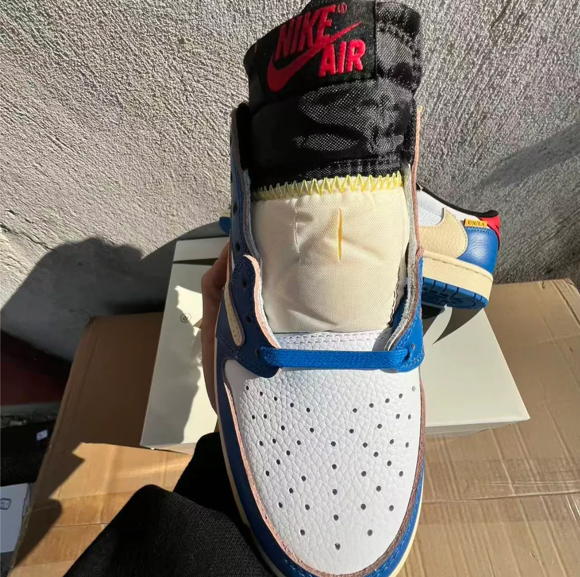 Union LA x Fragment Design x Air Jordan 1 Low Storm Blue Shoes Sneakers by Air Jordan