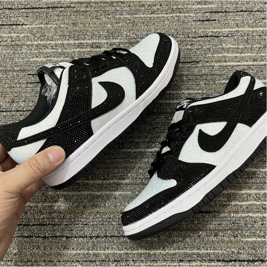 Air Jordan 1 Low Black White Crystal Shoes Sneakers by Air Jordan