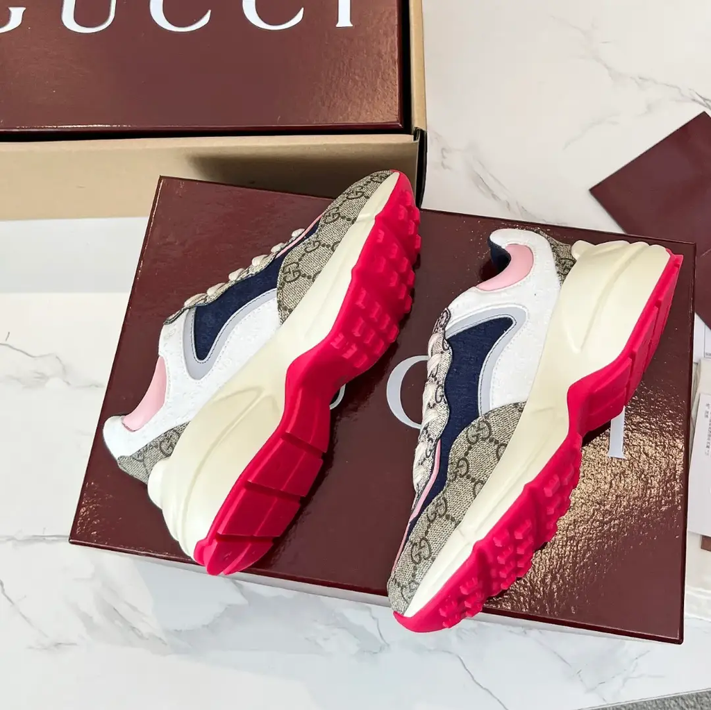 GG Rhyton Canvas Beige White Pink Shoes Sneakers by Air Jordan