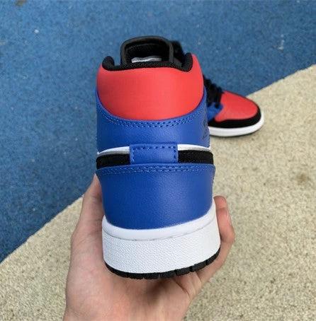Air Jordan 1 Mid Stitching Black And Red Toe by Air Jordan
