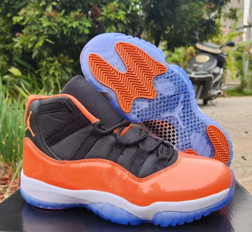 Air Jordan 11 Orange Black Shoes Sneakers by Air Jordan