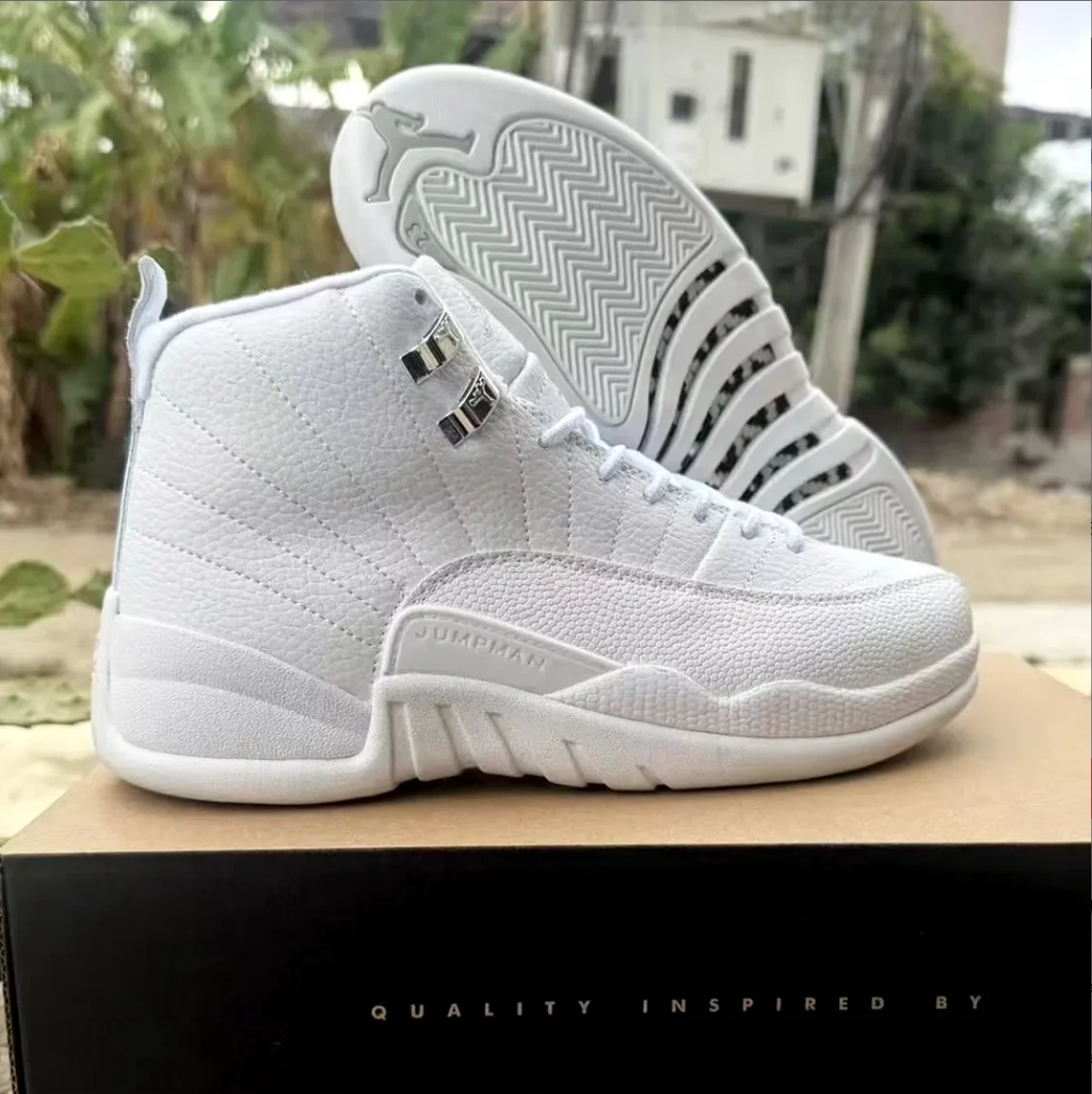 Air Jordan 12 Triple White Shoes Sneakers by Air Jordan