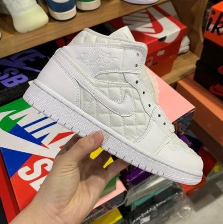 Air Jordan 1 Mid Quilted Plain White by Air Jordan