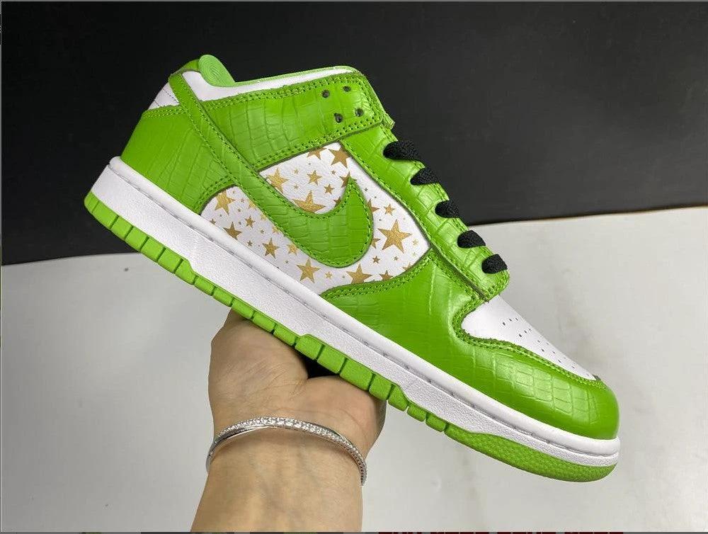 SB Dunk Low White Green x Supreme Shoes Sneakers by Air Jordan