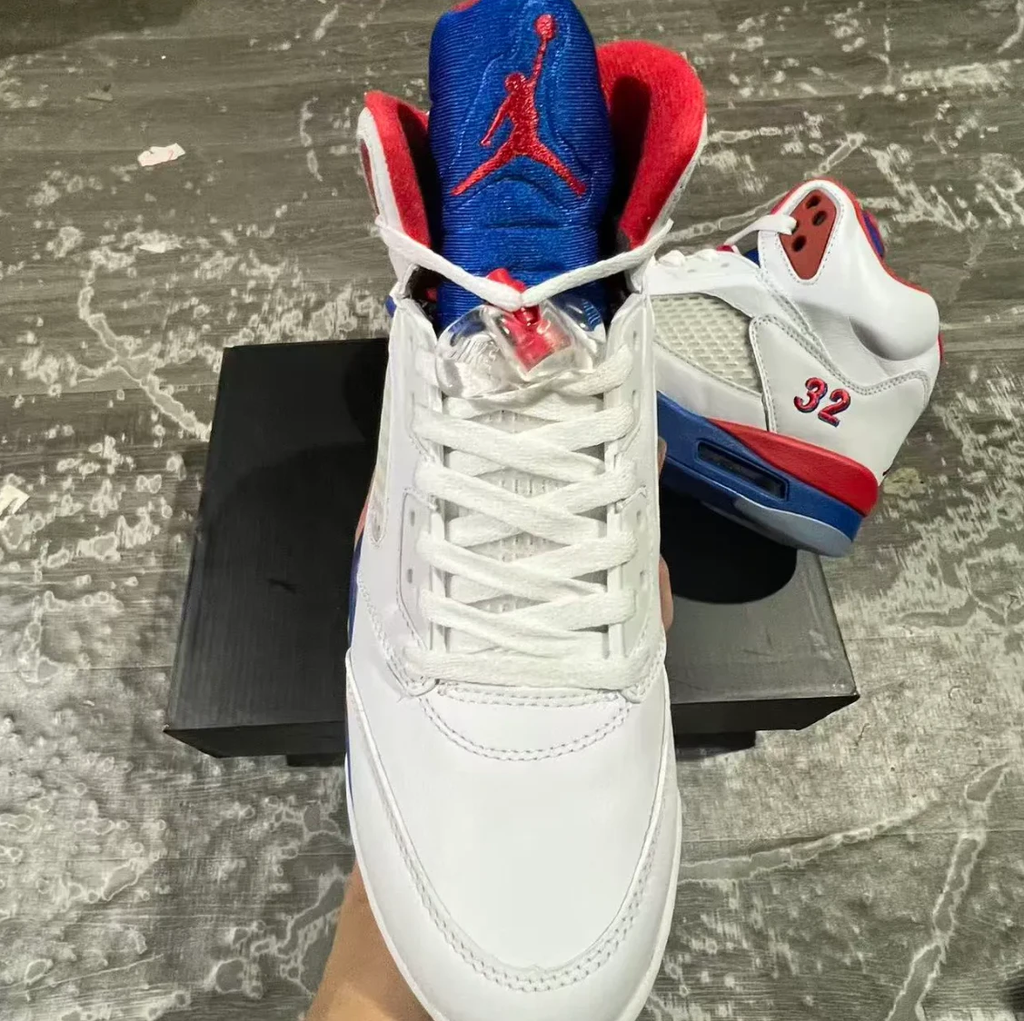 Air Jordan 5 White Blue Red Shoes Sneaker by Air Jordan