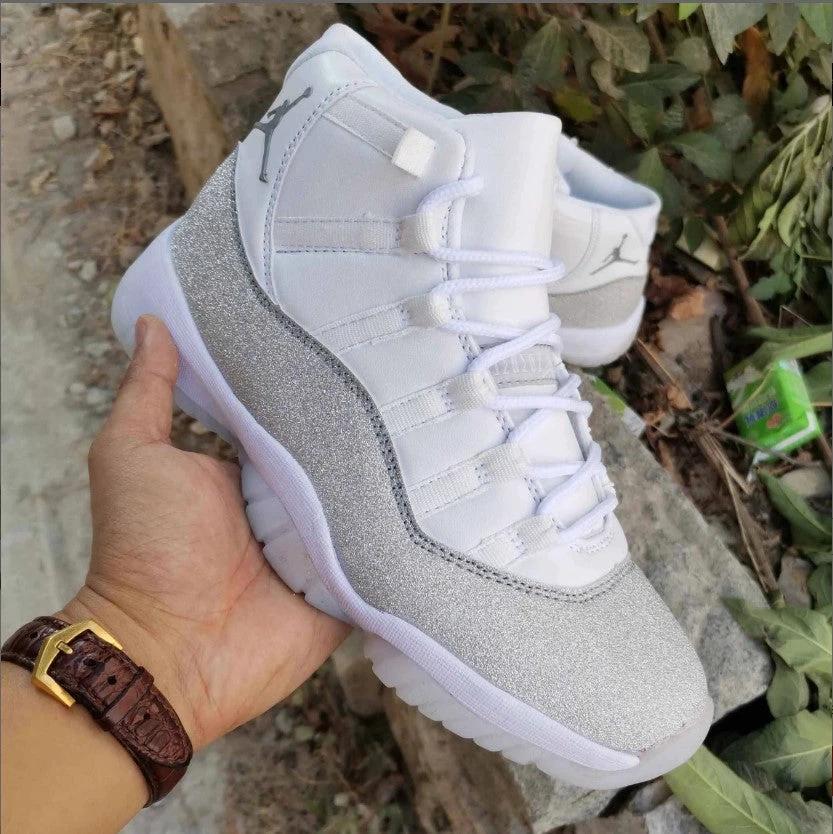 Air Jordan 11 Retro White Metallic Silver Shoes Sneakers by Air Jordan