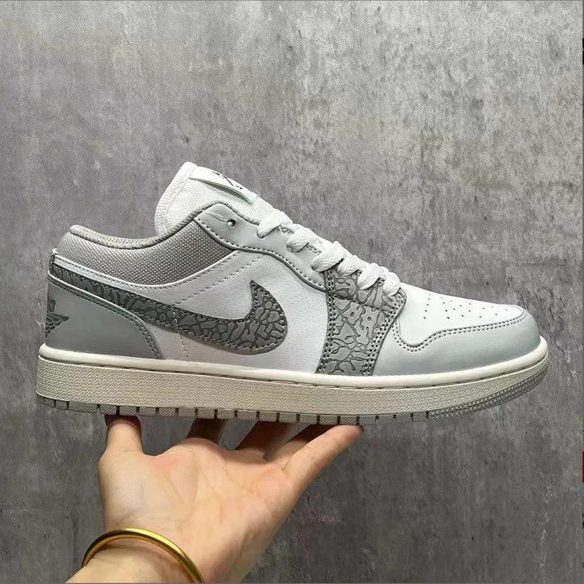Air Jordan 1 Low PRM Grey Elephant Print Shoes Sneakers by Air Jordan