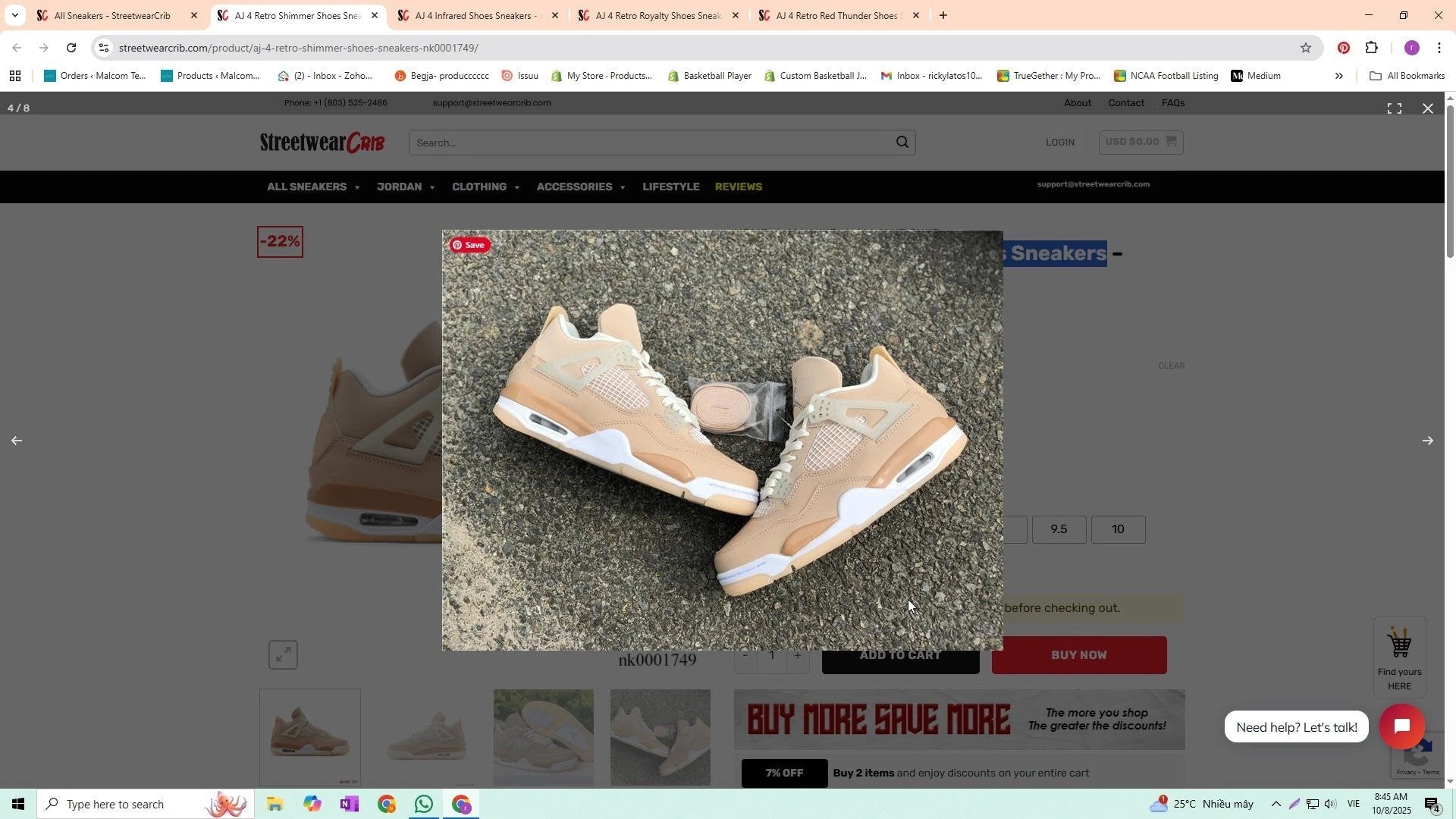 Air Jordan 4 Retro Shimmer Shoes Sneakers by Air Jordan