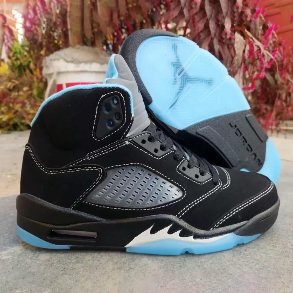 Air Jordan 5 Black University Blue Shoes Sneakers by Air Jordan