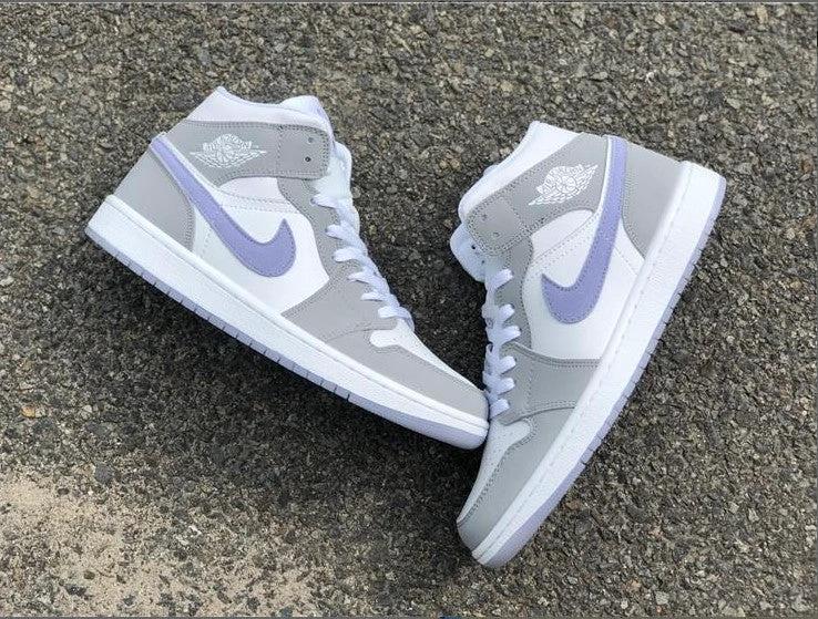 Air Jordan 1 Mid Wolf Grey Aluminum Shoes Sneakers by Air Jordan