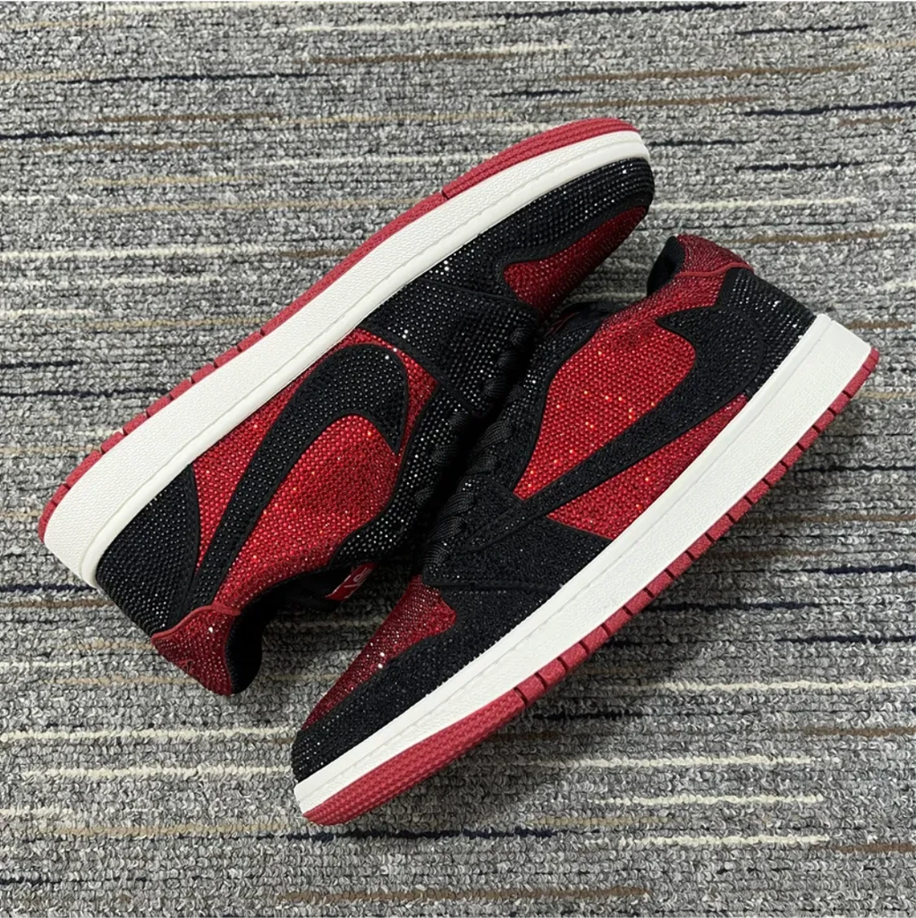 Air Jordan 1 Low Bred Crystal Sneakers by Air Jordan