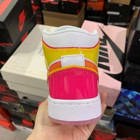Air Jordan 1 Mid Top White Pink Yellow by Air Jordan