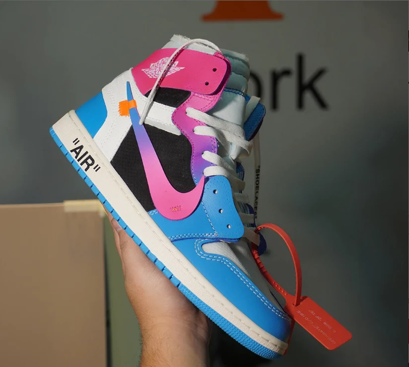 OFF-WHITE x Air Jordan 1 High Miami Vice Custom Shoes Sneakers by Air Jordan