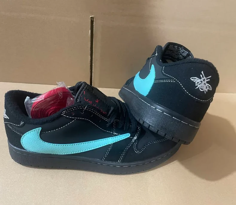 Travis Scott x AJ 1 Low Tiffany Black Phantom Shoes Sneakers by Air Jordan