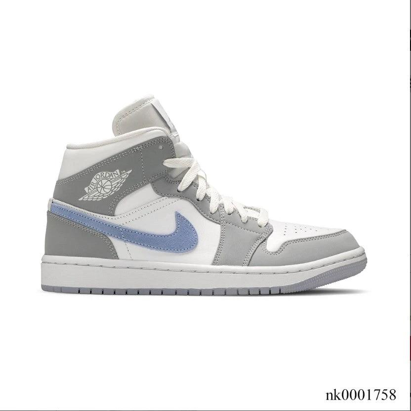 Air Jordan 1 Mid Wolf Grey Aluminum Shoes Sneakers by Air Jordan