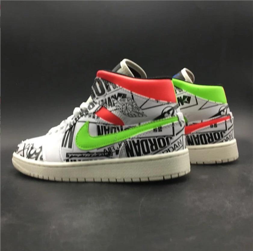 Air Jordan 1 Mid All Over Logos Shoes Sneakers by Air Jordan