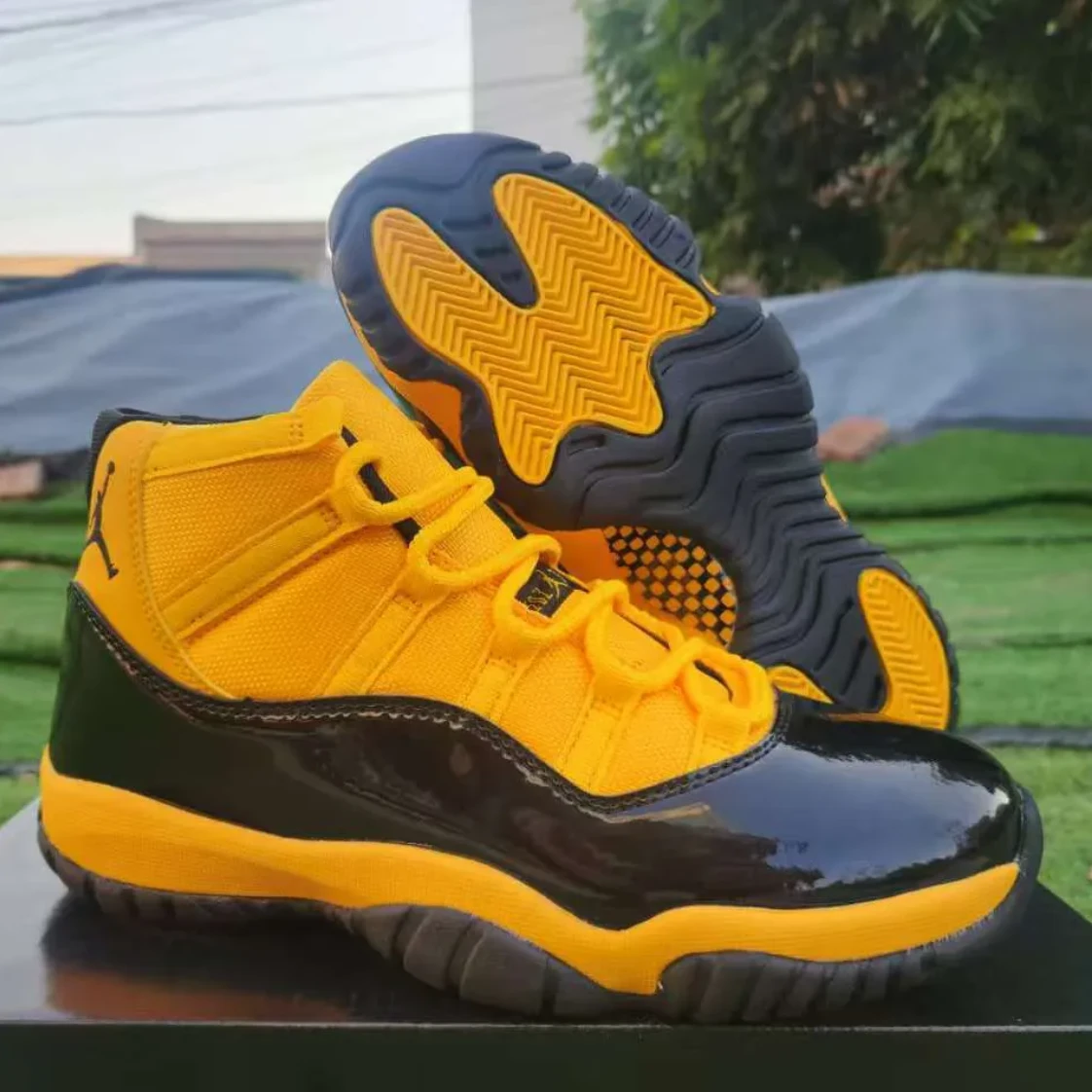 Air Jordan 11 Gamma Black & Yellow Shoes Sneakers by Air Jordan