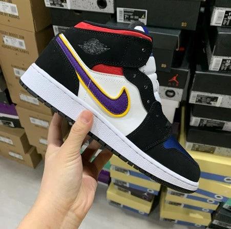 Air Jordan 1 Mid Lakers Purple Hook Red And Blue by Air Jordan